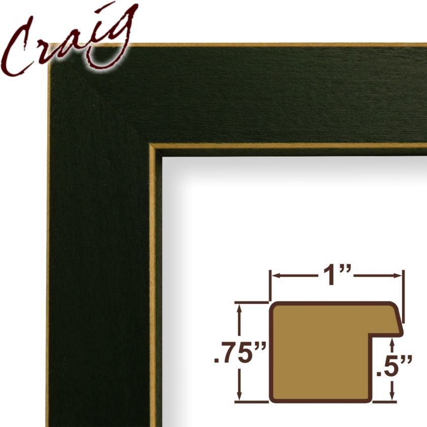 Picture Frame Weathered Green 1.75 Wide Complete New Wood Frame 