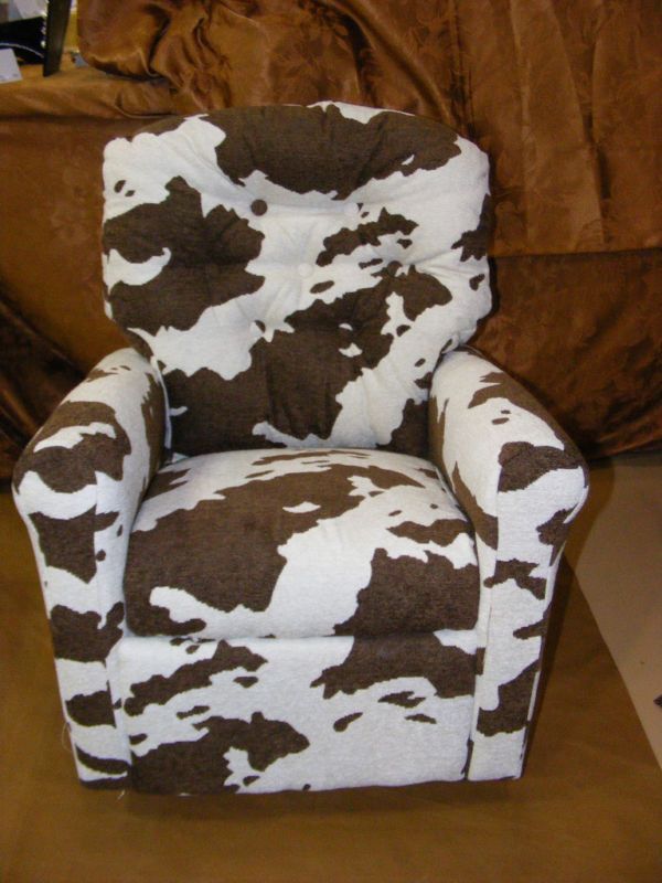 Cowhide Kids Rocking Recliner Cow Print Chair  