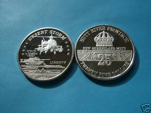 DESERT STORM 1991 WAR APACHE COPTER 999 SILVER $25 COIN  