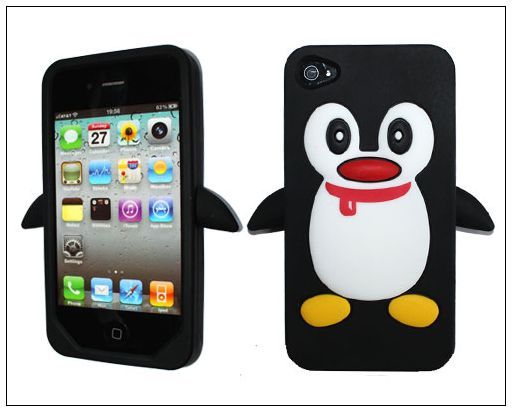 Hot Penguin Soft Silicone Rubber Skin Case cover for Apple iPhone 4s 4 