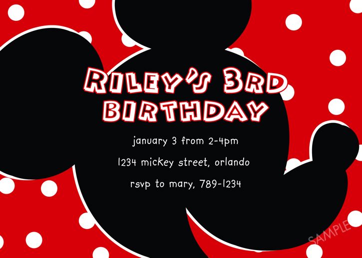 Mickey Mouse Invitation for Birthday Party  