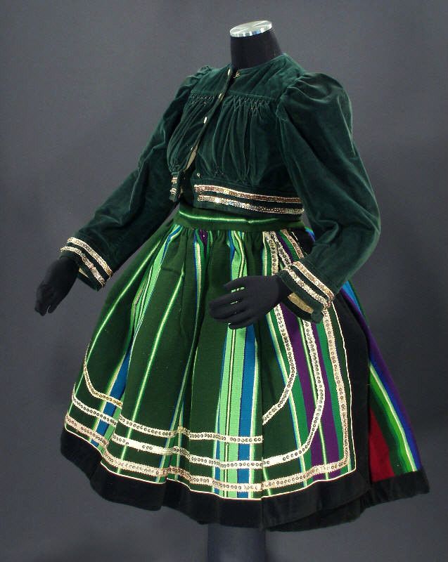 POLISH Complete Folk Costume from Lowicz ethnic dress apron blouse 