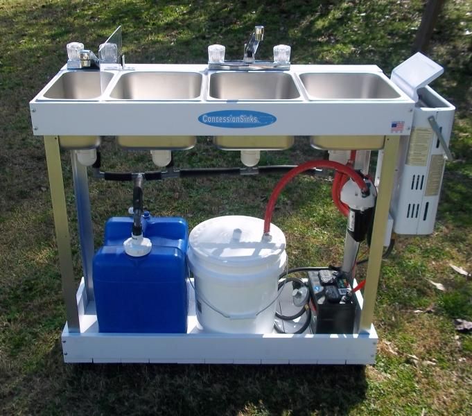 Portable Sink Mobile Concession 3 Compartment Hot Water Large Basin 