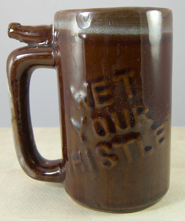 VINTAGE COLLECTIBLE WET YOUR WHISTLE POTTERY BEER MUG  