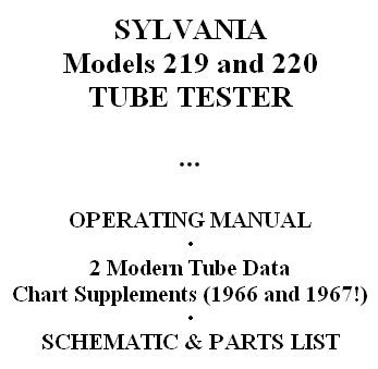 MANUAL + SUPPLEMENTS for Sylvania 219 / 220 Tube Tester  