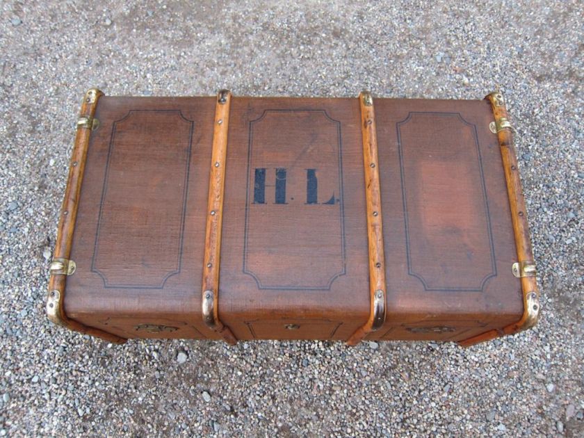 Madler German Steamer Trunk with Bentwood Trim, c1900  