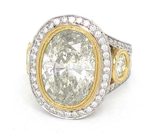 04 CT. OVAL & 2.30 CTS. ACCENT DIAMONDS HANDMADE RING