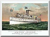 CURRIER & IVES Rhode Island Steamship Repro CANVAS ART  