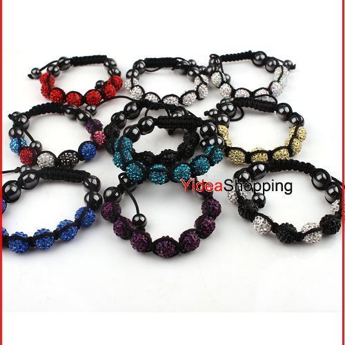   Beads Adjustable Fabric Bracelet Anklet CRYSTAL DISCO BALL  