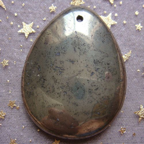 p2681 Cool Natural Pyrite Teardrop Pendant Bead  