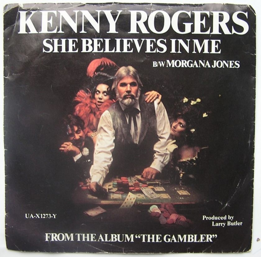 KENNY ROGERS 1978 45 RPM SHE BELIEVES IN ME THE GAMBLER  