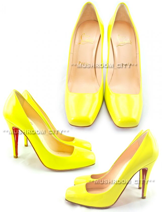 Stunning Christian Louboutin Yellow Decollete 328 Patent Leather 