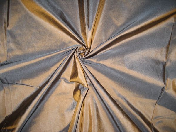 100% Pure SILK TAFFETA FABRIC Brown x Blue Shot 44  