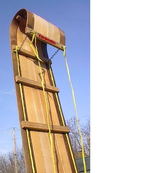 VINTAGE Wooden Snow Toboggan Sled Wood 82 Sledding WOW  