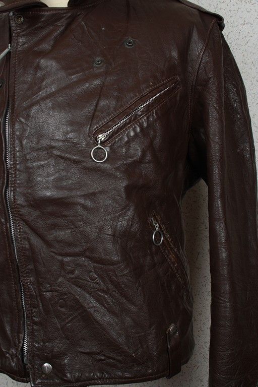   Brown STEERHIDE Leather Motorcycle Biker Jacket 40 Medium  