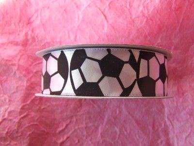 SOCCER BALL WHITE Satin RIBBON ROLL~~~ 25 YARDS Hair Bow Sports 