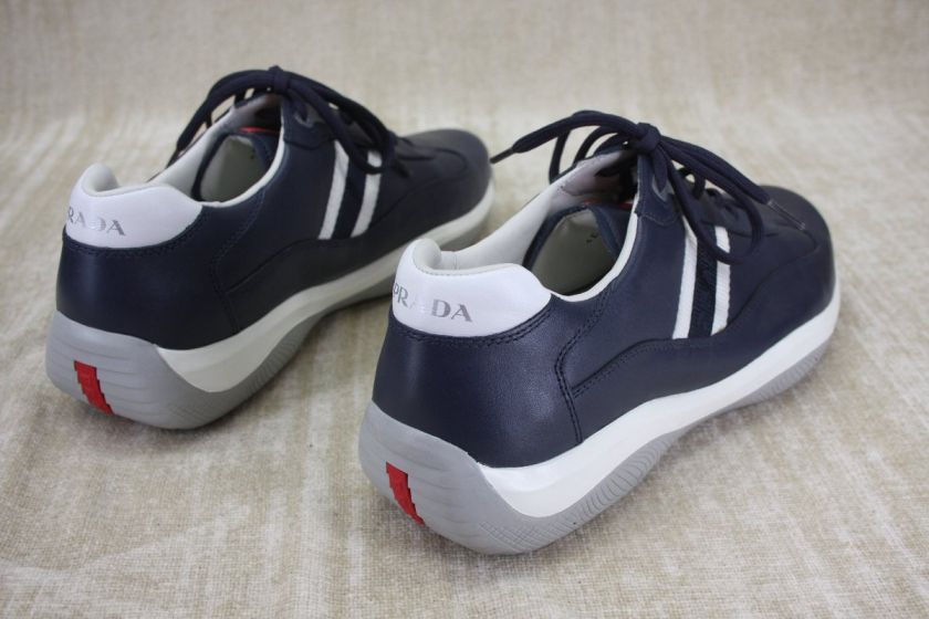 New Prada Eagle Leather Sneaker Logo size 9 PS 10 US $420 Mens Navy 