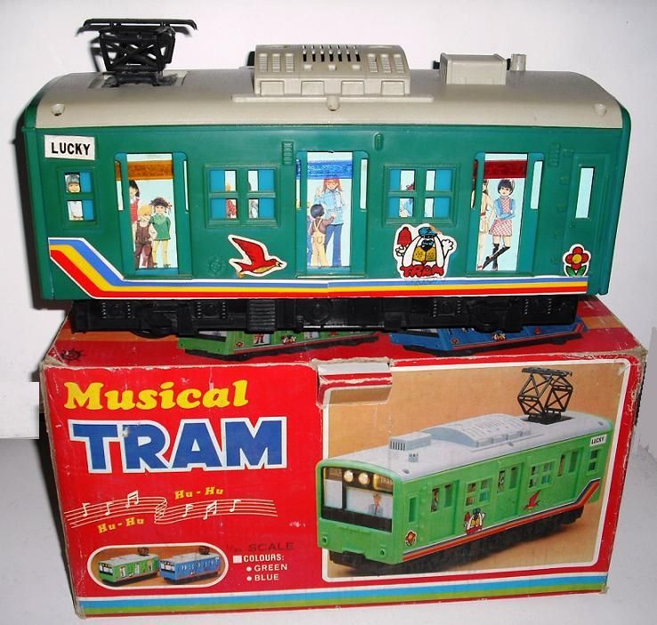 Vintage Musical Tram Train Plastic Toy Taiwan 70s?  