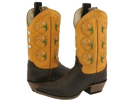 Justin Vintage Ladies Cowboy Boots L6302 brown & yellow  