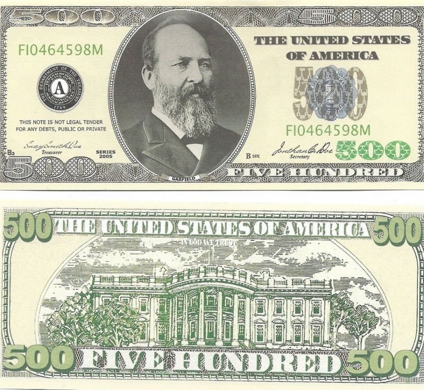 25 FIVE HUNDRED DOLLAR BILLS/ 500 dollar bill novelty  