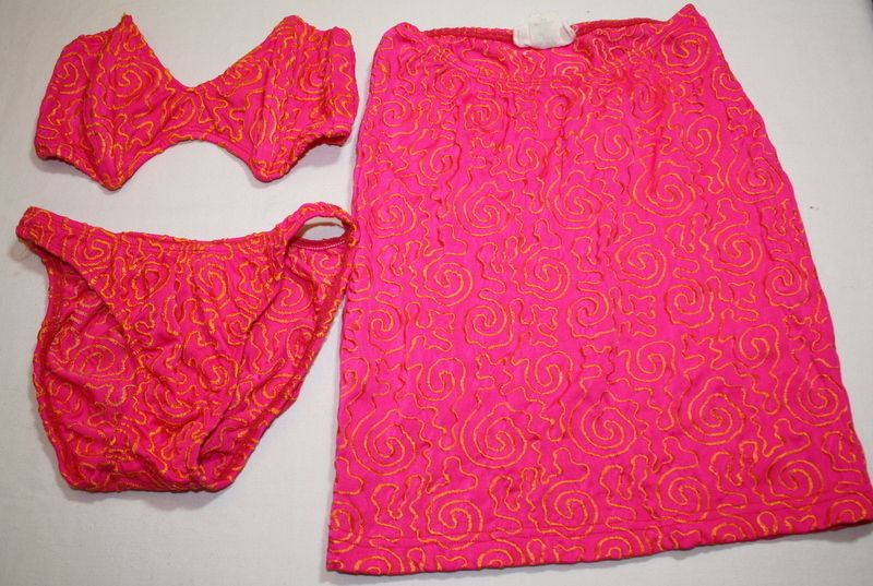 WOMENS JUNIOR 3pc SWIM BIKINI & skirt SZ M Brenda Welch  