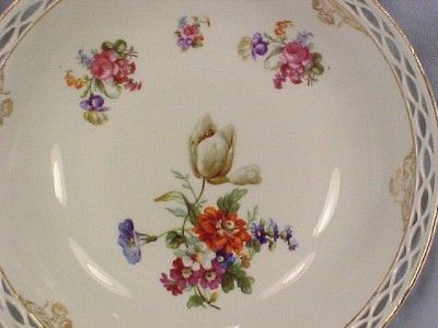 Beautiful WILDFLOWERS BAVARIAN PORCELAIN BOWL Lattice  