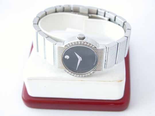 Ladies Movado Concerto Diamond Watch Black Face Classic Wrist Watch 