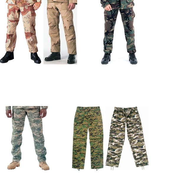 Military Army Style CAMOUFLAGE BDU Uniform PANTS  