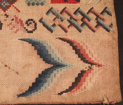 FINELY WORKED UNFRAMED ANTIQUE SAMPLER DATED   1850  