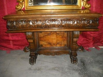   ITALIAN ANTIQUE WALNUT ITALIAN BEDROOM SET CARVED VANITY  