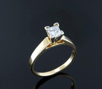 03 CARAT PRINCESS CUT SOLITAIRE DIAMOND ENGAGEMENT RING 14K YELLOW 