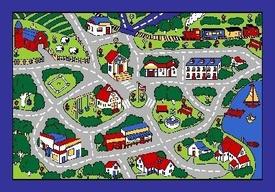 STREET MAP PLAY RUG FOR KIDS 3 X 5 GEL BACK AREA RUG  