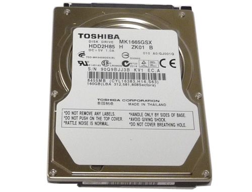 Toshiba (MK1665GSX) 160GB 8MB Cache 5400RPM SATA 3.0Gbps Notebook Hard 