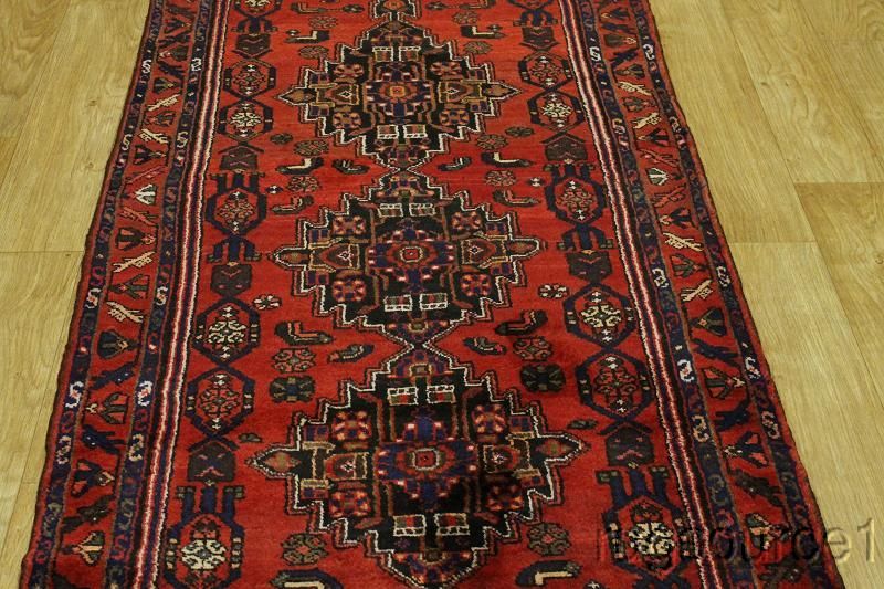   RED RUNNER 3X9 HAMEDAN PERSIAN ORIENTAL AREA RUG WOOL CARPET  