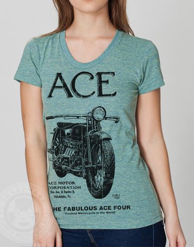 Vintage ACE MOTORCYCLE American Apparel Track T Shirt  