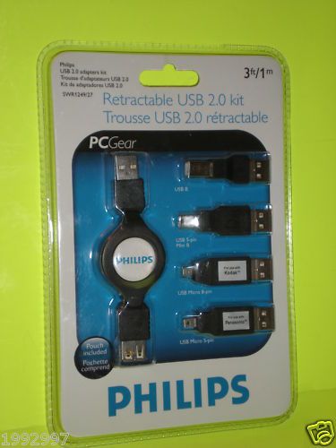 Philips USB2.0 5 Piece Adapters Kit #SWR1249/27 SEALED 609585157439 