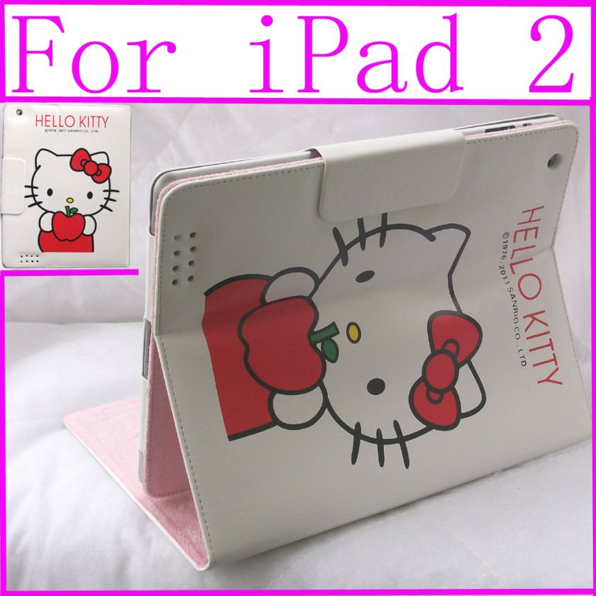 Hello Kitty leather case stand for apple iPad2 apple  