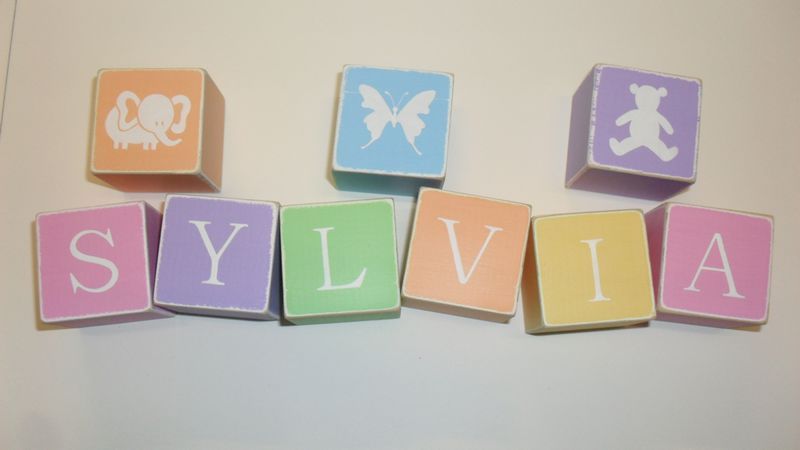 Personalised WOODEN letter building blocks   Name 4.5cm  