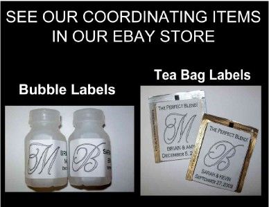 30 MONOGRAM WEDDING TEA BAG LABELS FAVORS  