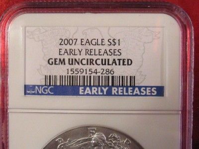  Silver American Eagle NGC ~ GEM UNCIRCULATED ~ EARLY RELEASE BLUE 
