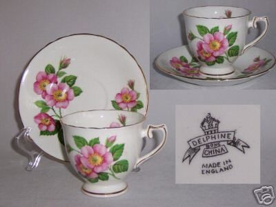 Vintage DELPHINE Bone China Cup & Saucer Set  