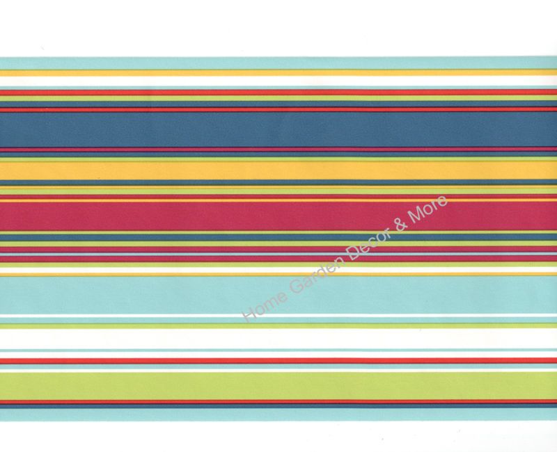 STRIPE Blue Red Yellow Multi Color Wall paper Border  