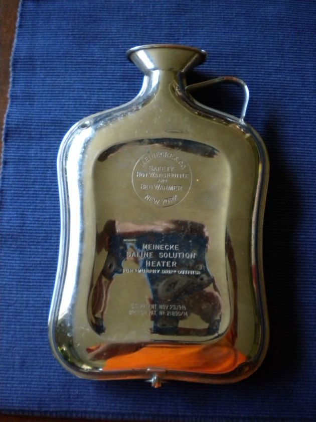 1915 MEINECKE & CO CHROME HOT WATER BOTTLE / BED WARMER  