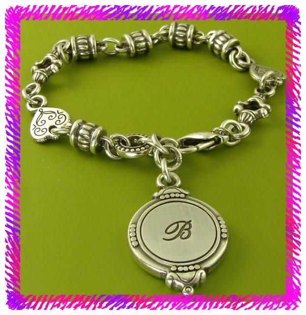 BRIGHTON Silver RETIRED B LOGO Charm Bracelet NWotag  