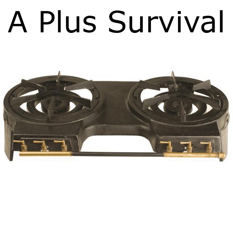   Duty Cast Iron Fat Boy Double Burner Stove 70,000 BTU Camping Survival