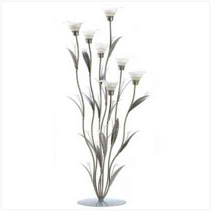 Art Deco Silver Calla Lily Candelabra Candle Holder  