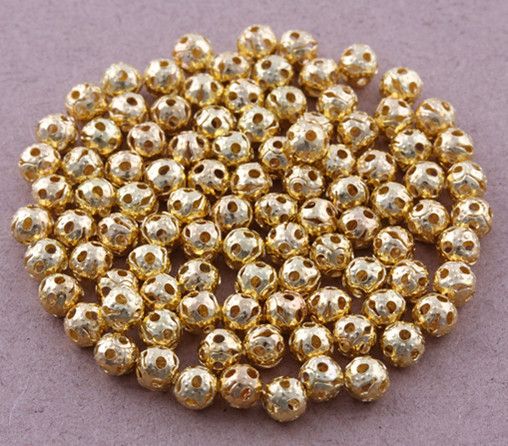 500 Pcs Gold Plated Loose Spacer Findings Beads Charms 4mm  