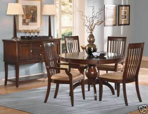 CHERRY ROUND DINING ROOM TABLE CHAIRS FURNITURE SET  