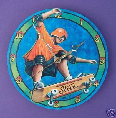 SKATEBOARD PERSONALIZED SPORTS WALL CLOCK  