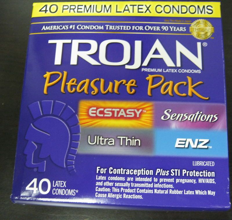 TROJAN CONDOMS 40 PK ECSTACY+SENSATIONS+ENZ+ULTA THIN  